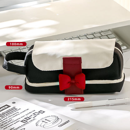 Bow Color Matching Fabric Pencil Case
