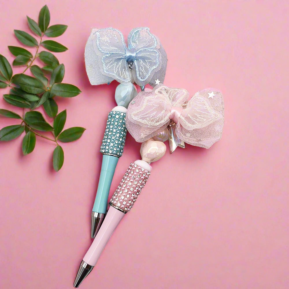 Beaded Handmade DIY Boutique BOW Rhinestone Gravel Pen