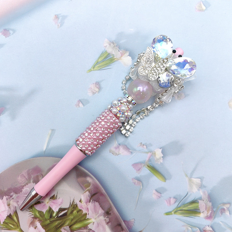 Beaded Pen Butterfly Pearl Rhinestone Lace Pen Handmade