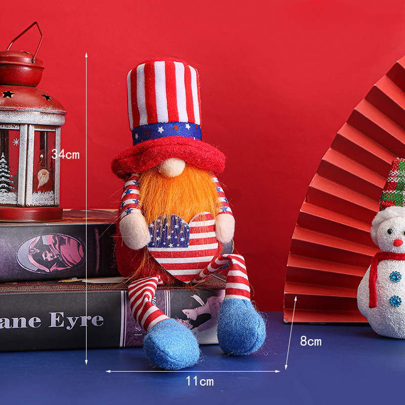 Fabric Independence Day Striped Five Star Faceless Doll