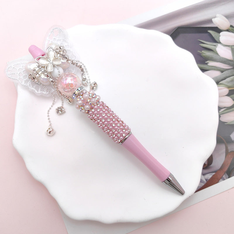 Beaded Pen Pearl Rhinestone Bow Lace Pen Handmade