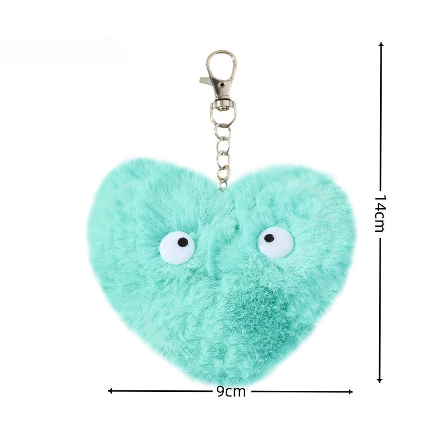 Cute Eyes Peach Heart Plush Keychain