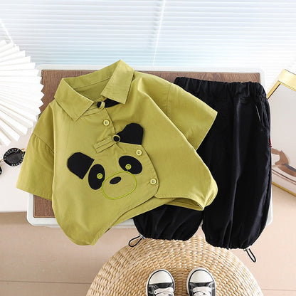 Boys' Cotton Panda Shirt and Shorts Set