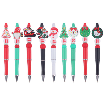 Cartoon Christmas Snowman Tree Beadable Silicone Beaded Ballpoint