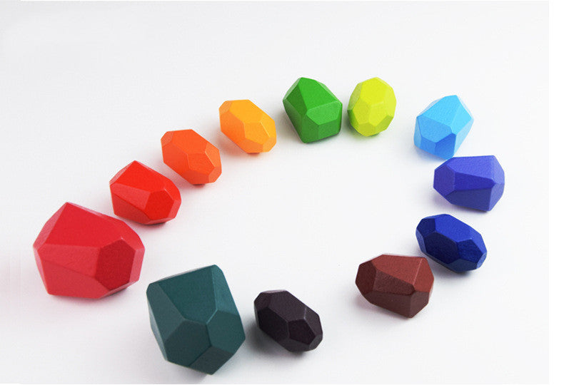 Colorful Wooden Stacking Stones Educational Jenga Toy Set
