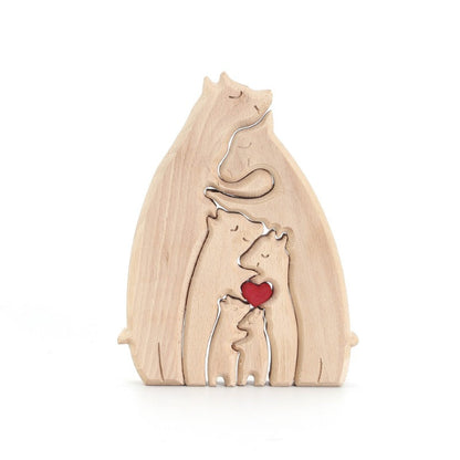 Mother's Day Teddy Bear Family Wooden Ornaments