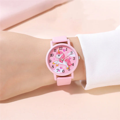 Cute pink leather unicorn watch