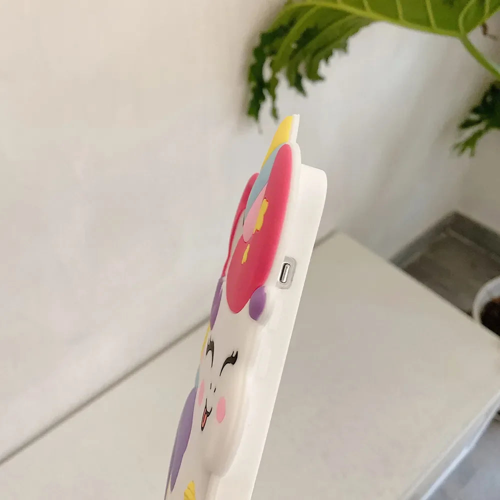 Cute 3D Rainbow Unicorn Case For iPhone 11 12 13 14 15 Pro Max