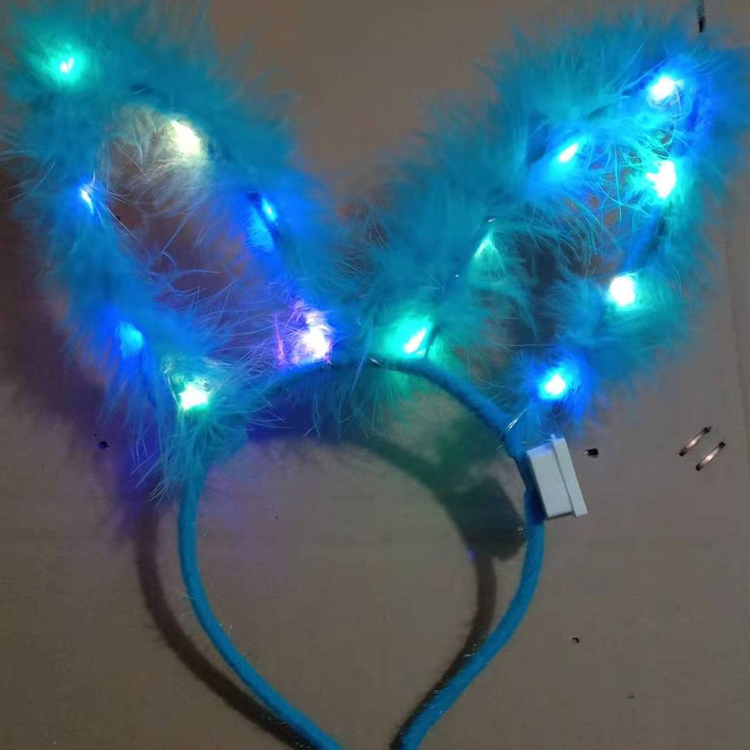 Wholesale Plush Rabbit Ears Cat Ears Antlers Gold Feather Garland Lantern Headband