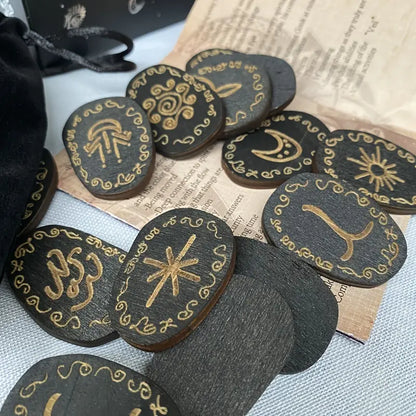 14pc Rune Set - Wood Engraved Runes