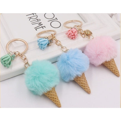 Cartoon Plush Ice Cream Keychain