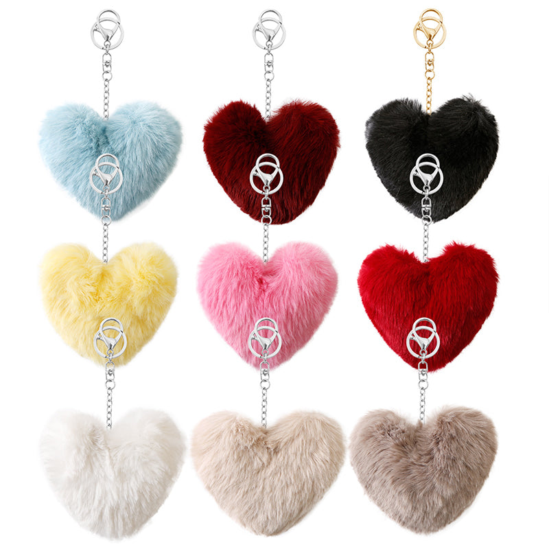 Love Hair Ball Tassel Keychain Women Bag Pendant