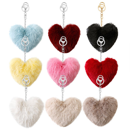 Love Hair Ball Tassel Keychain Women Bag Pendant