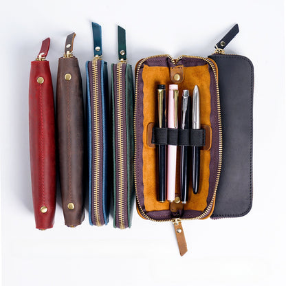 Leather Zipper Zipper Mini Small Portable Simple Pen Bag