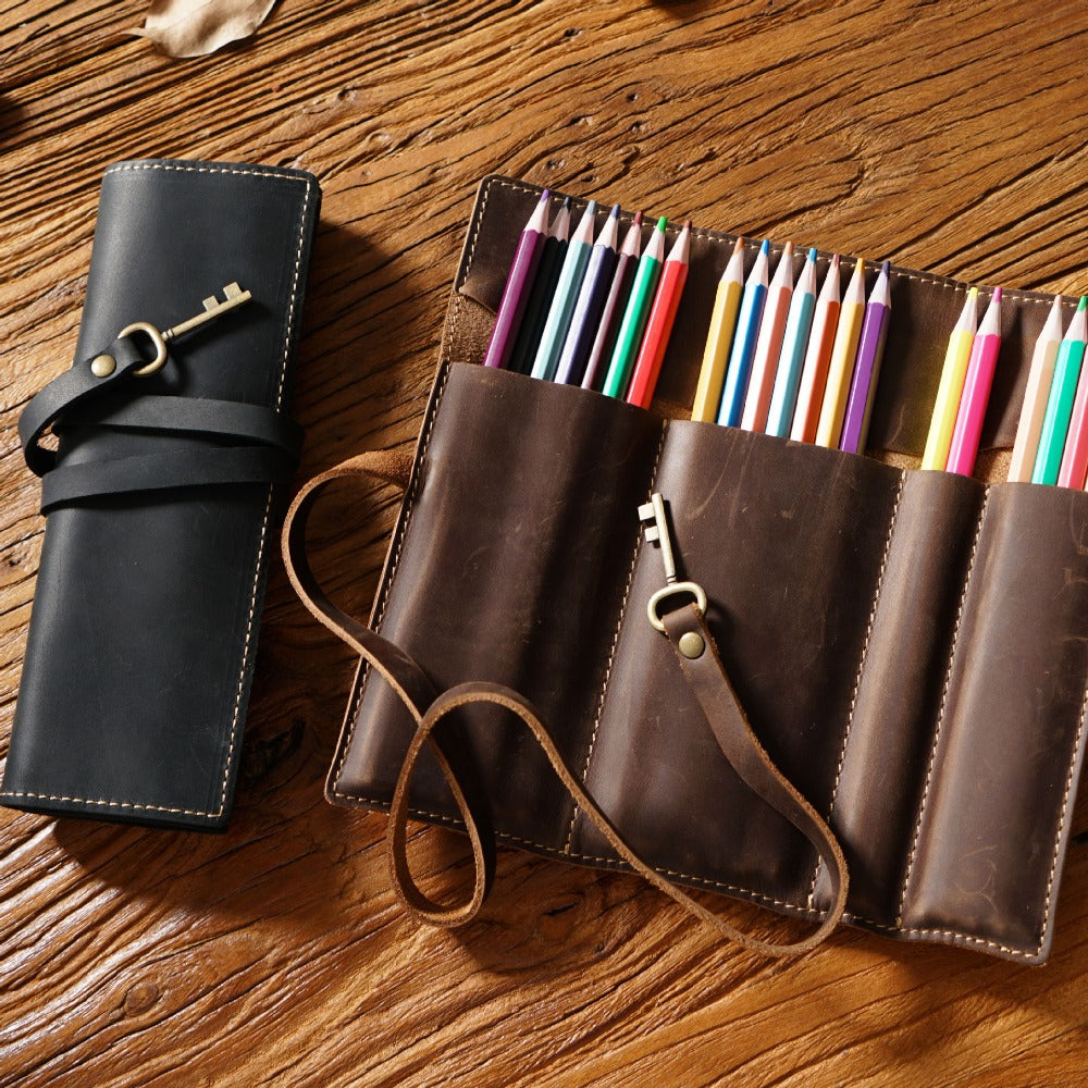 Cowhide Vintage Handmade Multifunctional Pencil Case