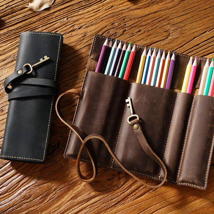 Cowhide Vintage Handmade Multifunctional Pencil Case