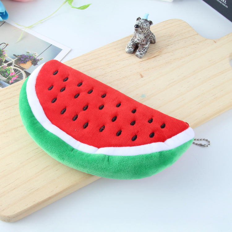 Cute Watermelon Fruit Plush Pencil Case