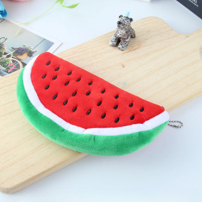 Cute Watermelon Fruit Plush Pencil Case