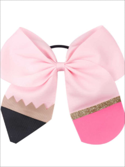Back to School Pencil Bow Elastic Hair Tie