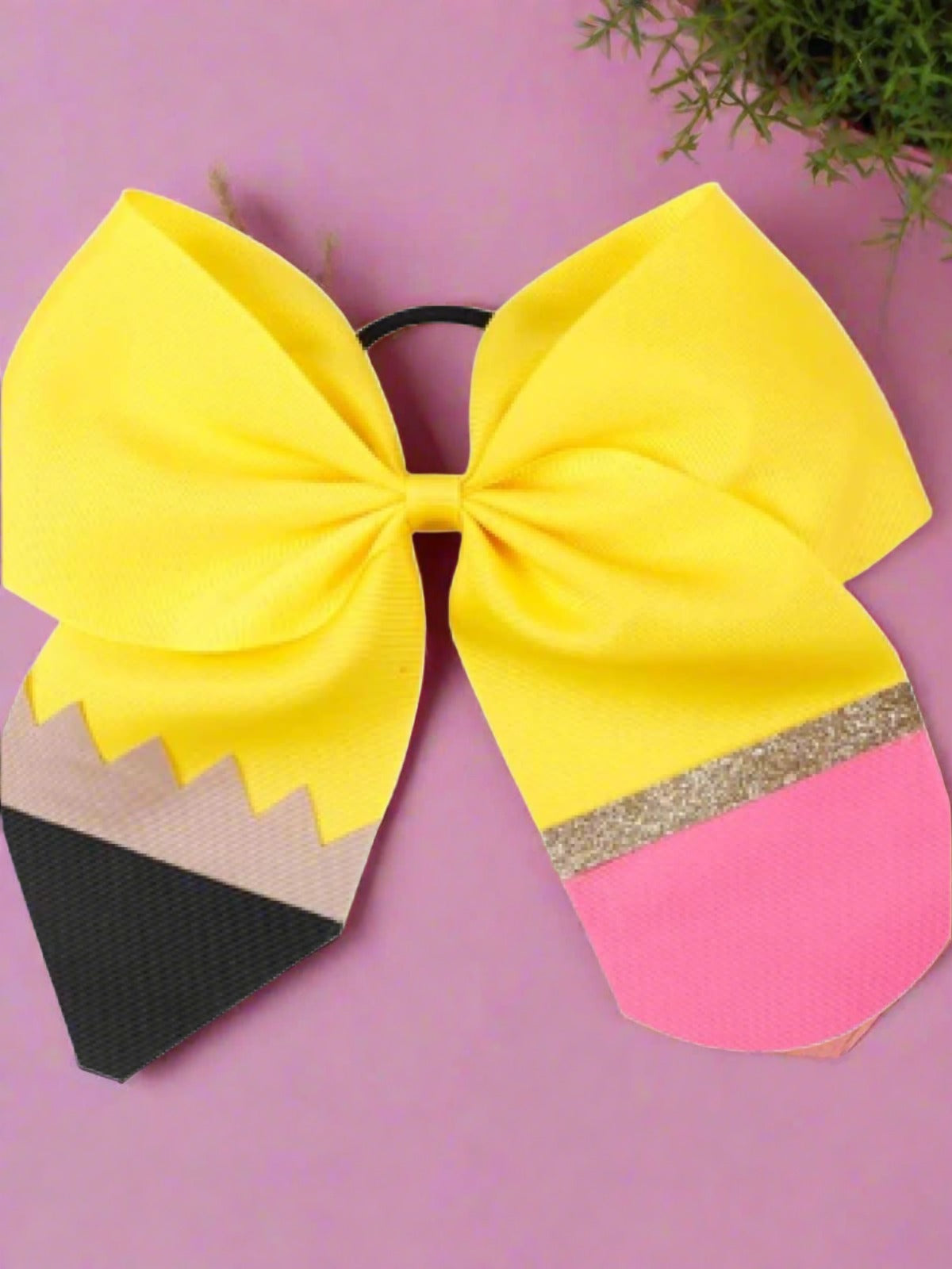 Back to School Pencil Bow Elastic Hair Tie