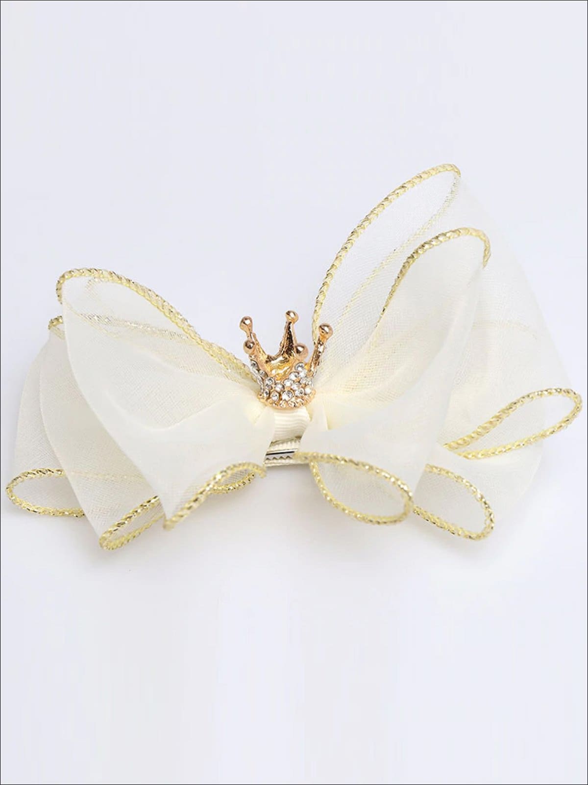 Girls Bow and Rhinestone Embellished Crown Hair Clip