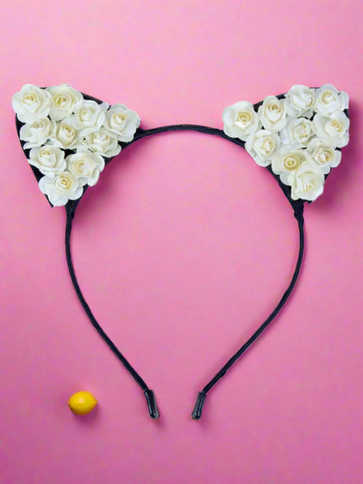 Girls Cat Ears Flower Embellished Headband