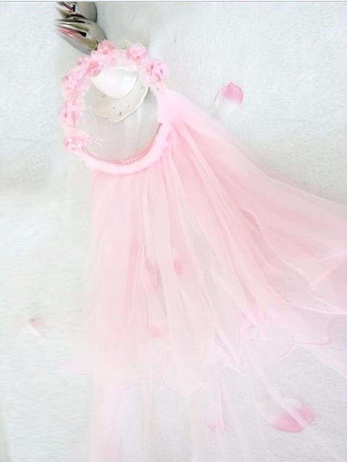 Girls Communion Floral Beaded Hairband and Tiered Veil