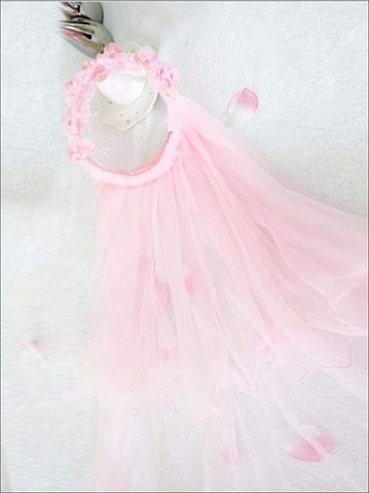 Girls Communion Floral Beaded Hairband and Tiered Veil