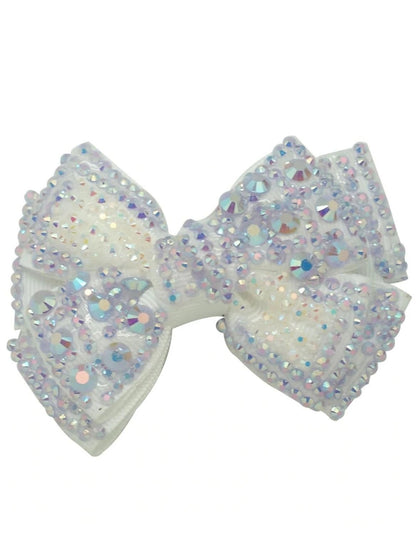 Girls Crystal Rhinestone Embellished Bow Hair Clips