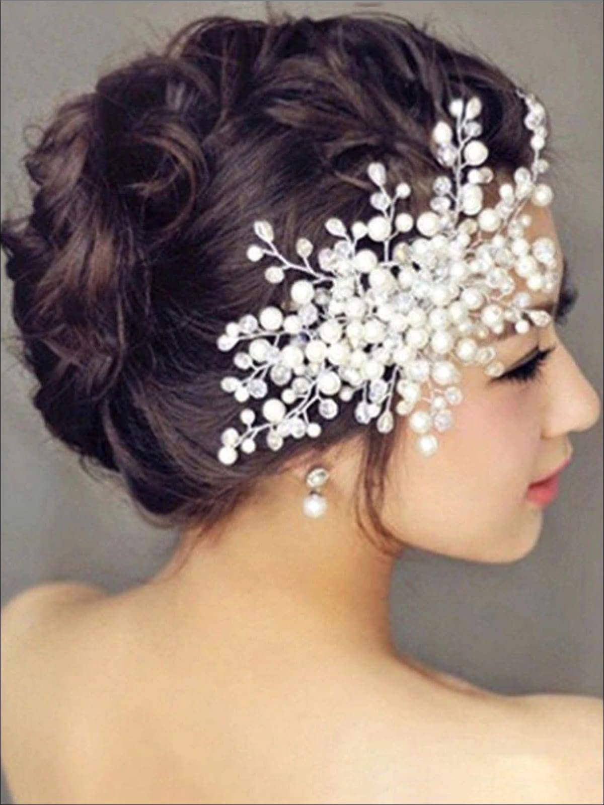 Girls Elegant Crystal and Pearl Embellished Headpiece