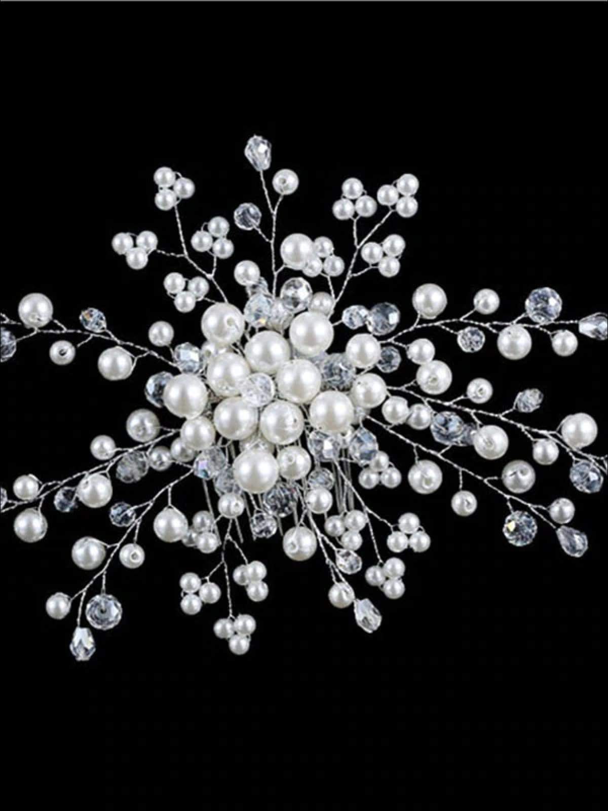 Girls Elegant Crystal and Pearl Embellished Headpiece