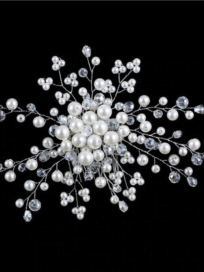 Girls Elegant Crystal and Pearl Embellished Headpiece