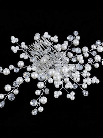 Girls Elegant Crystal and Pearl Embellished Headpiece