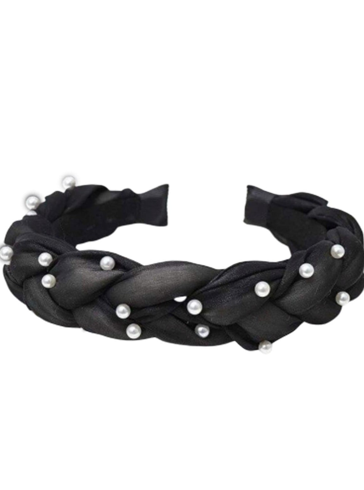 Girls Pearl Embellished Braided Headband