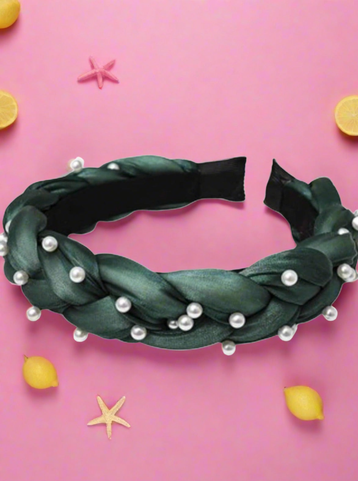 Girls Pearl Embellished Braided Headband