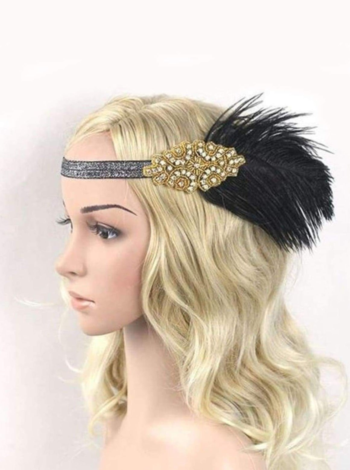 Girls Gatsby Inspired Embellished Feather Headpiece
