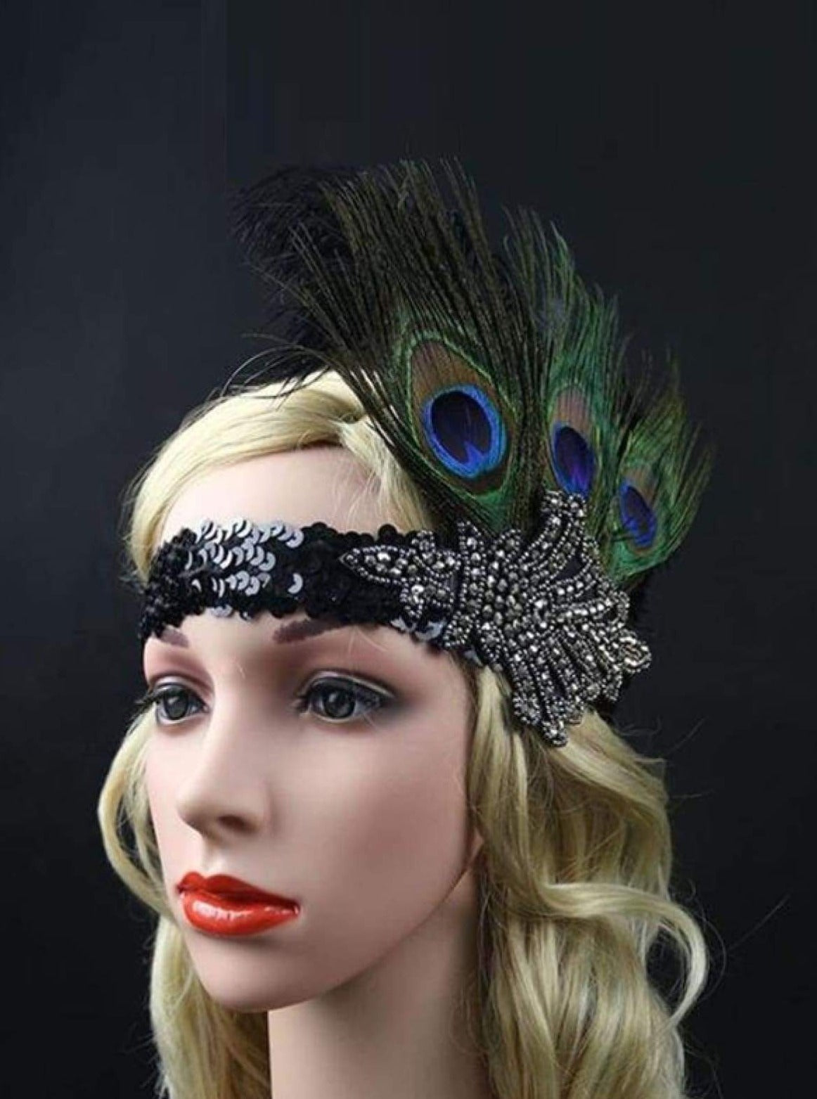 Girls Gatsby Inspired Embellished Feather Headpiece
