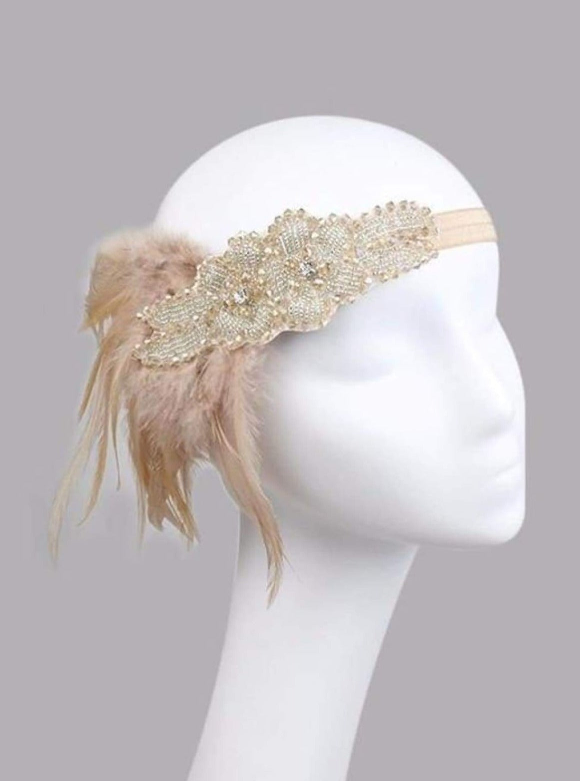 Girls Gatsby Inspired Embellished Feather Headpiece