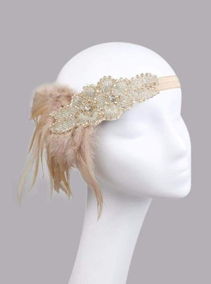 Girls Gatsby Inspired Embellished Feather Headpiece