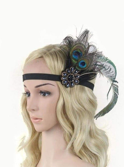 Girls Gatsby Inspired Embellished Feather Headpiece