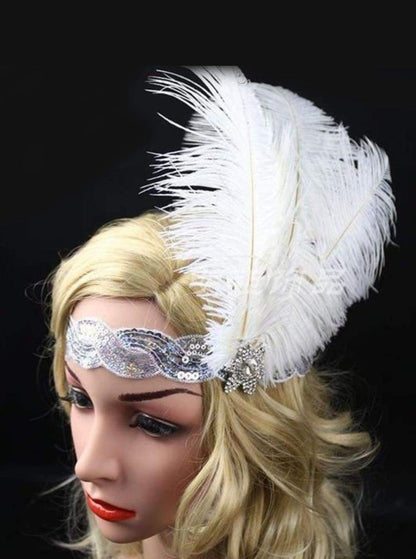 Girls Gatsby Inspired Embellished Feather Headpiece