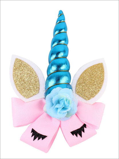 Girls Glitter Cat Ear Unicorn Hair Bow