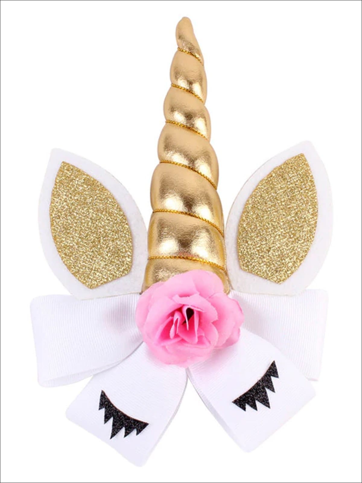Girls Glitter Cat Ear Unicorn Hair Bow