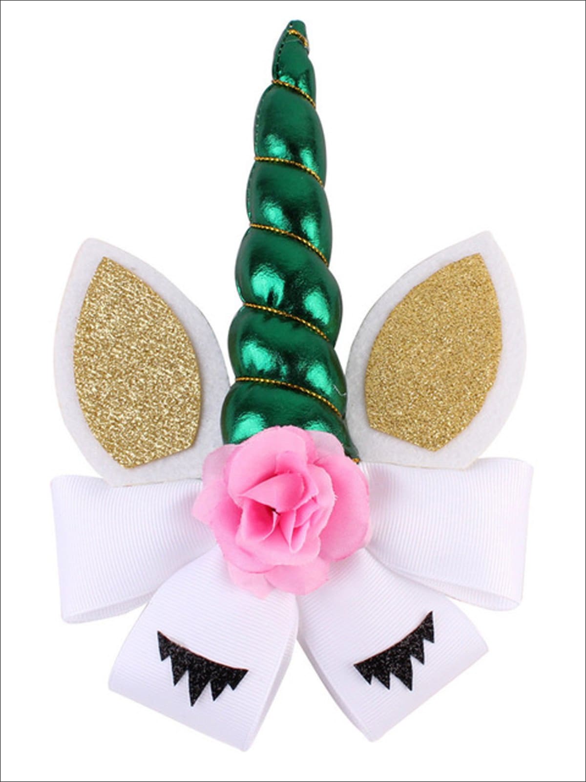 Girls Glitter Cat Ear Unicorn Hair Bow