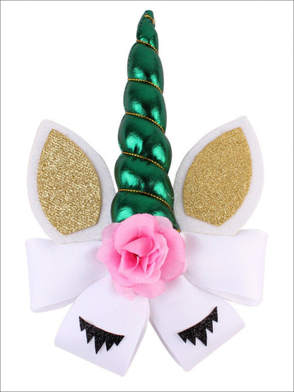 Girls Glitter Cat Ear Unicorn Hair Bow