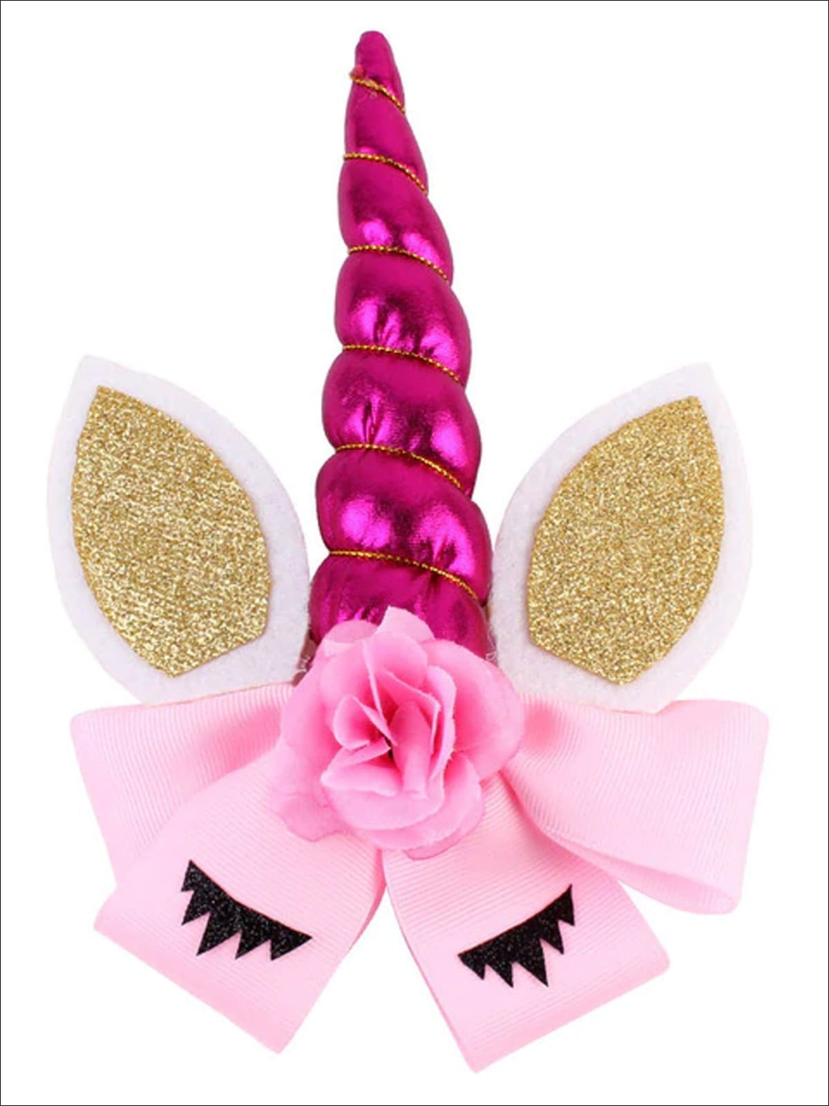 Girls Glitter Cat Ear Unicorn Hair Bow