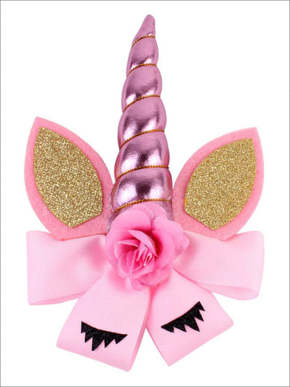 Girls Glitter Cat Ear Unicorn Hair Bow