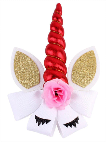 Girls Glitter Cat Ear Unicorn Hair Bow
