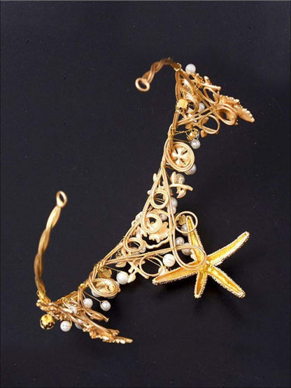 Girls Gold Starfish Pearl Crown