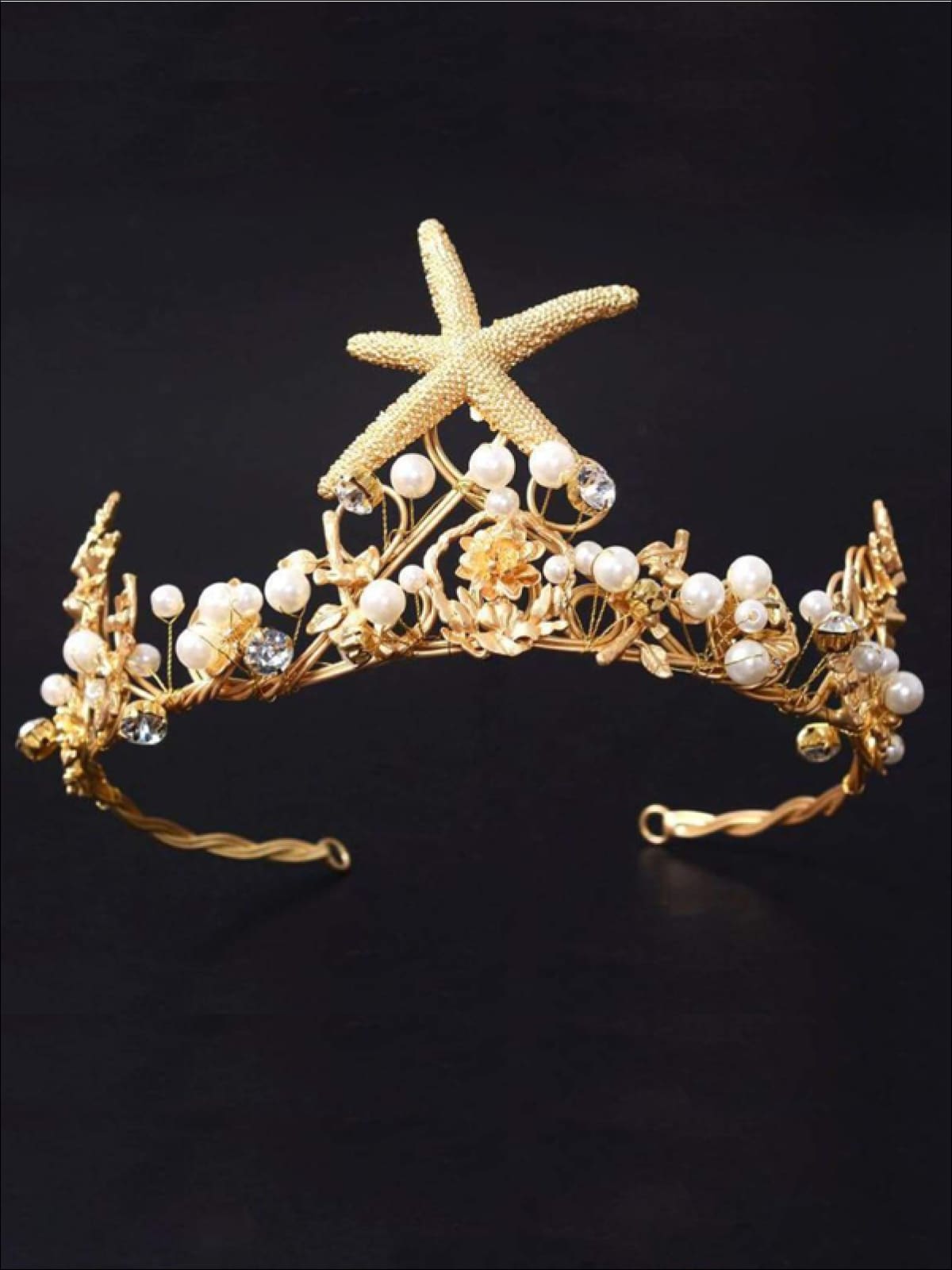 Girls Gold Starfish Pearl Crown